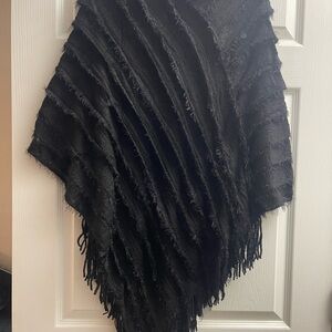 Chic Black Fringed Cape for Women